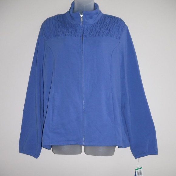 NWT Relaxed by Charter Club Blue Smocked Jacket - Picture 1 of 4